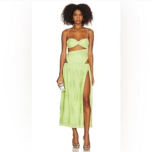 For Love Lemons Anna Maxi Dress XS Lime Green 2 piece
